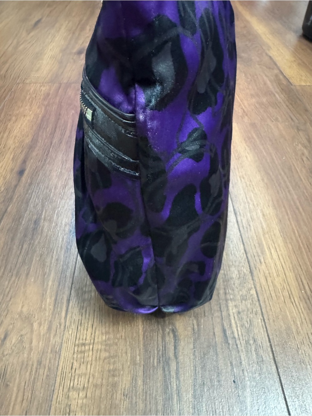 Coach Poppy Glam F20048 Purple Black Ocelot Leopard Large Tote Y2K - Picture 8 of 14